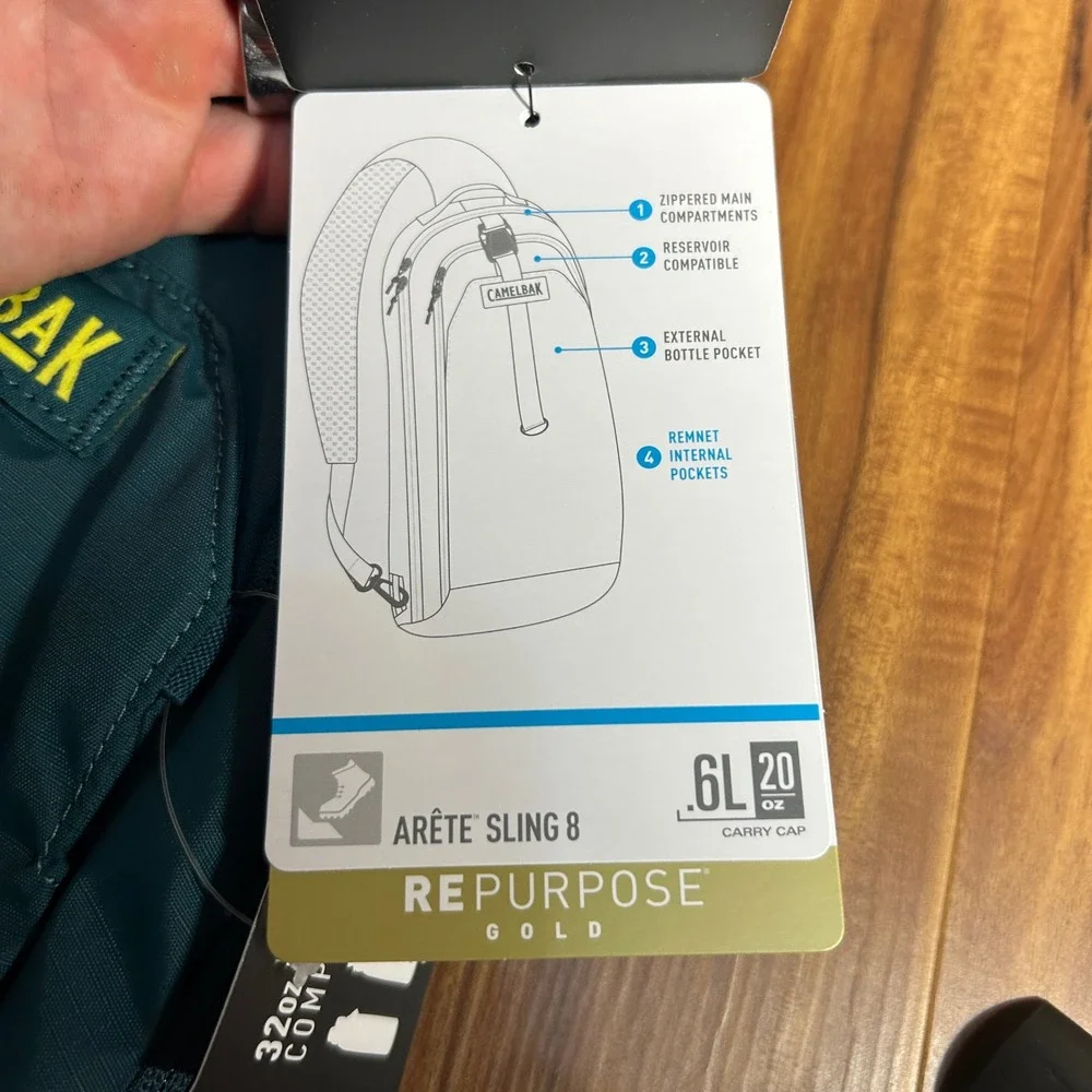 CamelBak Arete Sling 8 Teal Blue 8L Crossbody Hiking Hydration Pack 3035301000